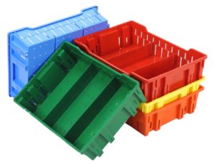 Colourful, plastic berry trays called nest and stack berry tray with dividers. Thunderbird Plastics: The Right Containers for Berries Farming supplies canada, berry farming supplies, farming supply shop, farming supply store, farming supplies store, farming supplies near me, berry trays, mechanical berry harvesting 