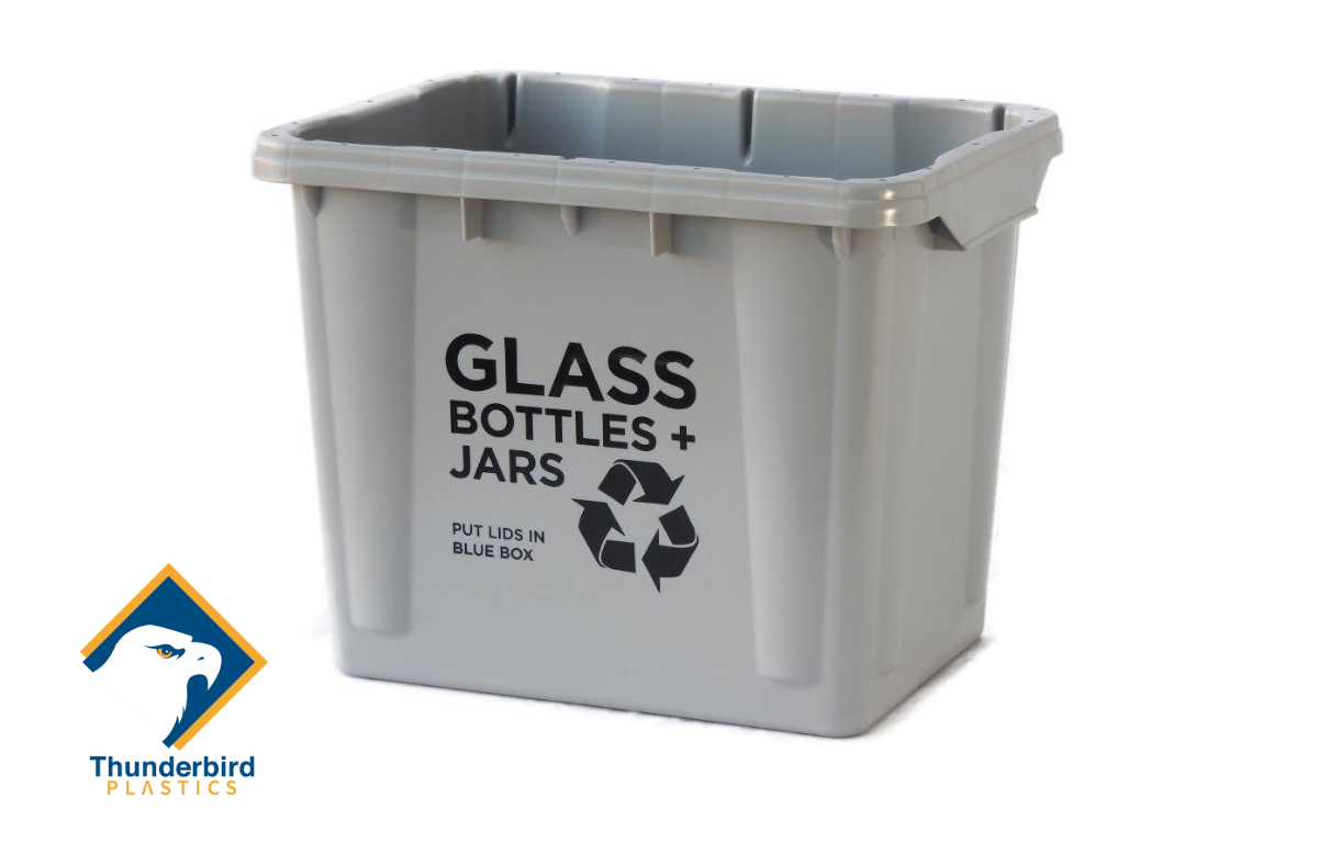 A grey recycling box used for glass recycling. Both bottles and jars. harvesting containers with lids, harvesting containers near me, harvesting containers for sale, harvesting containers, agricultural harvest bins, harvesting containers for sale near me, farm storage containers, used harvest bins for sale, Containers, Bins, Lugs, Totes & Drums for Agriculture Harvest Containers for Fruits and Vegetables, produce lugs