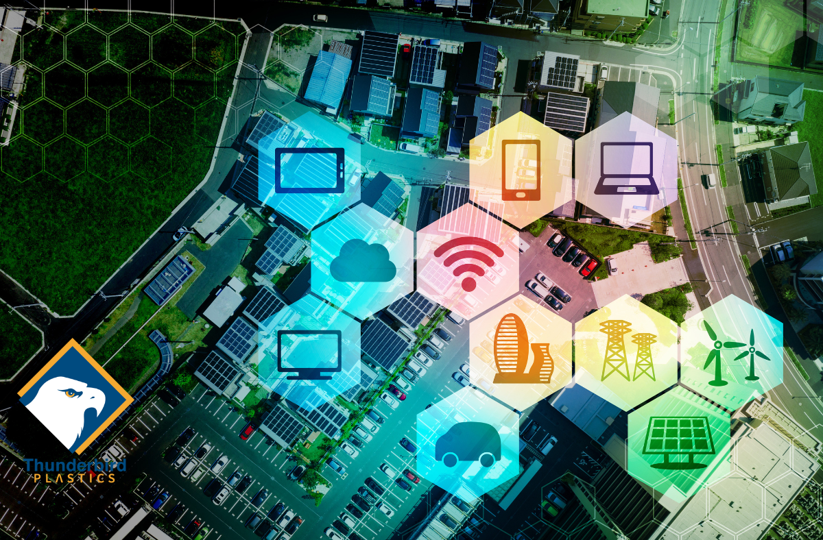 A colorful visualization of the Internet of Things with various icons in colorful hexagonal shapes overlayed on top of an aerial image of a suburban housing neighborhood. Icons iclude mobile phone symbol, cloud symbol, laptop symbol, car symbol, oil rig symbol, PLC symbol and ipad symbol. Tags: Agricultural totes, Agricultural bins, Farm storage bins, Bulk agricultural containers, Heavy-duty farm totes, Reusable agricultural bins, Stackable agricultural totes for produce, Food-grade farm storage bins, Plastic totes for agricultural use, Ventilated harvest bins for farming, Durable bulk bins for fruits and vegetables, FDA-approved agricultural containers, Ventilated fruit bins for harvesting, Farm crates for produce transport, Agricultural storage solutions, Sustainable farm packaging, Buy agricultural totes near me, Wholesale farm bins for sale, Best bins for farming operations, Agricultural storage suppliers USA, Farm storage totes, Heavy-duty agricultural containers, Bulk farm produce bins, Reusable field totes, Agricultural transport bins, Large farm storage totes, Plastic farming bins, Harvest totes for farms, Ventilated fruit bins, Stackable vegetable bins, Orchard harvest crates, Vineyard harvest bins, Grape harvesting totes, Food-safe produce bins, Plastic agricultural totes, Wooden farm crates, Metal agricultural bins, Collapsible farm totes, Injection-molded produce bins, HDPE farm storage bins, Livestock feed storage bins, Agricultural transport containers, Farm seed storage bins, Dairy farm storage solutions, Poultry farm plastic totes, Grain storage containers for farms, Recyclable farm totes, Sustainable agricultural bins, Eco-friendly produce storage containers, BPA-free farm totes, Reusable farm produce bins, Bulk purchase agricultural bins, Wholesale farm totes, Commercial harvest crates, Industrial farming storage bins, Large-capacity farm bins for sale, Where to buy farm totes, Agricultural bins supplier near me, Best farm totes for harvest, Affordable agricultural containers.